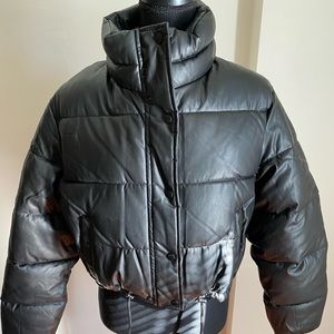 NEW WITH TAGS Bershka Faux Leather Puffer Jacket size M